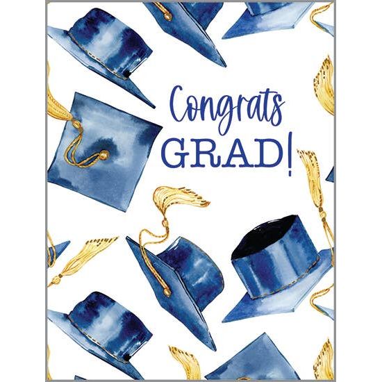 Graduation Greeting Card - Navy Grad Caps
