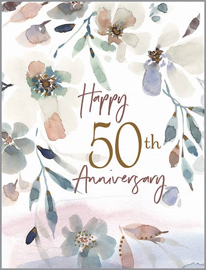 Anniversary Greeting Card - 50th Anniversary Flowers