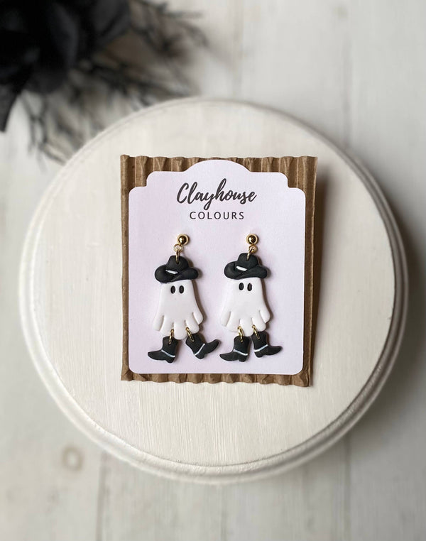 Halloween Earrings | Ghost Earrings | Fall: Cowboy Ghost