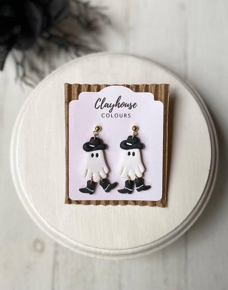 Halloween Earrings | Ghost Earrings | Fall: Cowboy Ghost