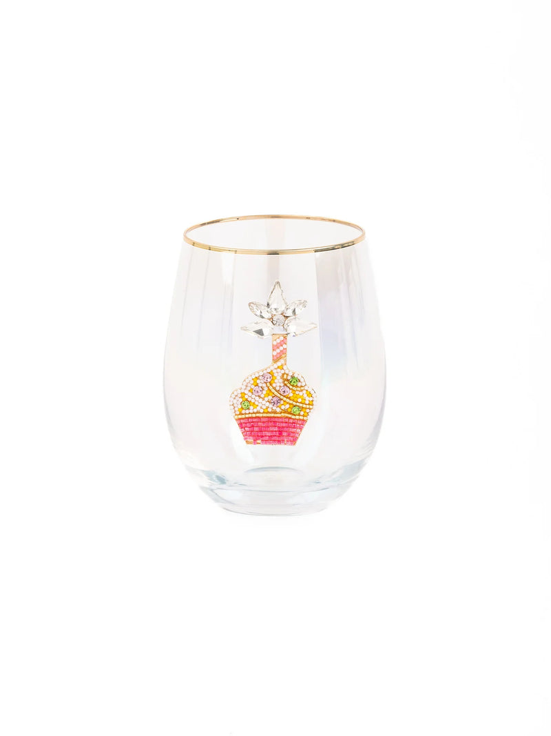 Stemless Wine Glass Beaded Cupcake