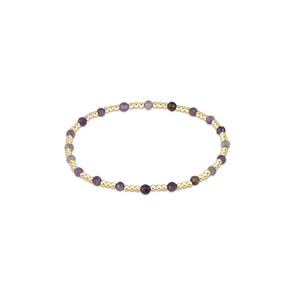 Extends Gold Sincerity Pattern 3mm Bead Bracelet - Amethyst