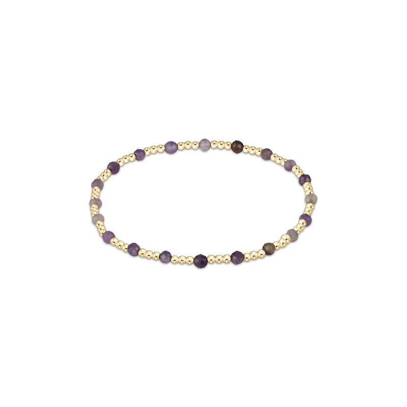Extends Gold Sincerity Pattern 3mm Bead Bracelet - Amethyst
