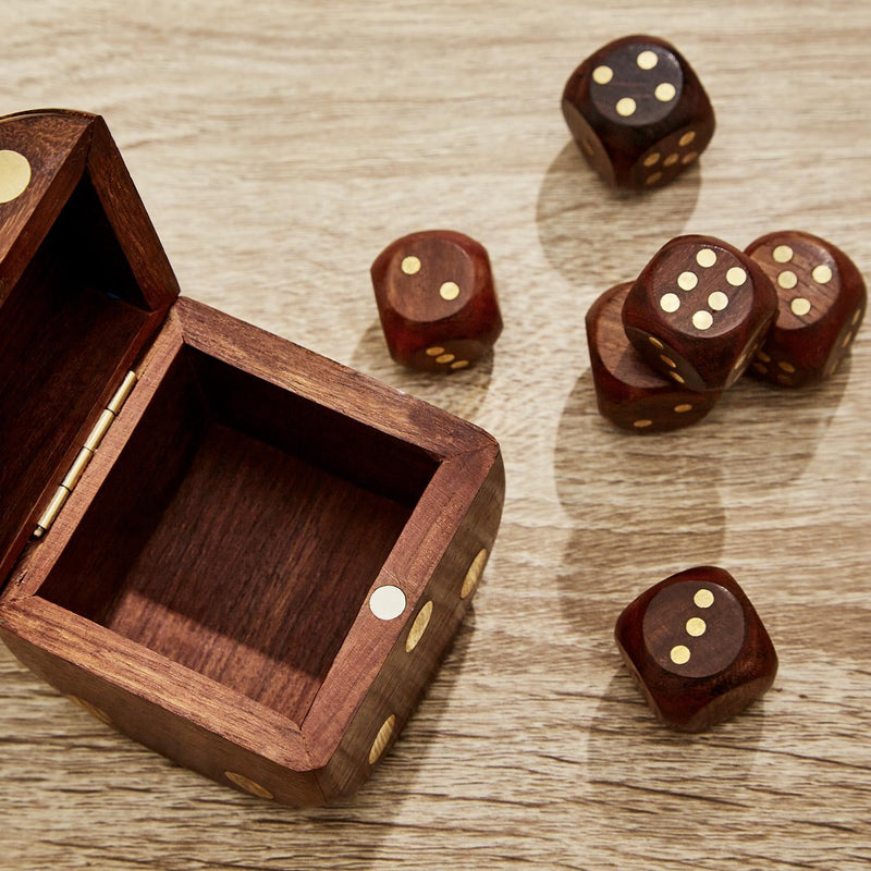 Wooden Dice in A Wooden Box