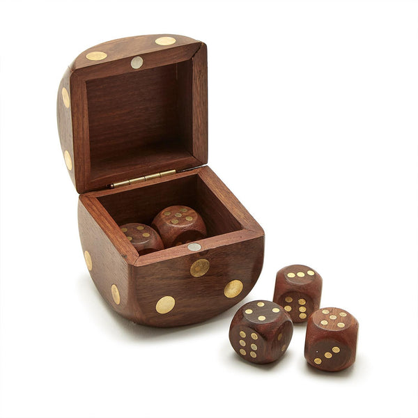 Wooden Dice in A Wooden Box