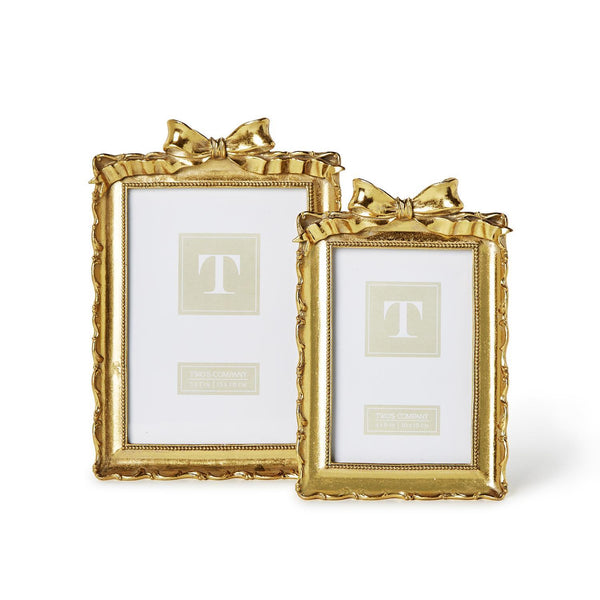 Golden Accent Bow Gold Leaf Finish Photo Frame- 5 x 7