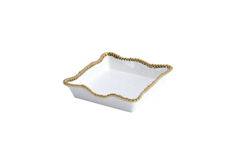 Cocktail Napkin Holder - White & Gold