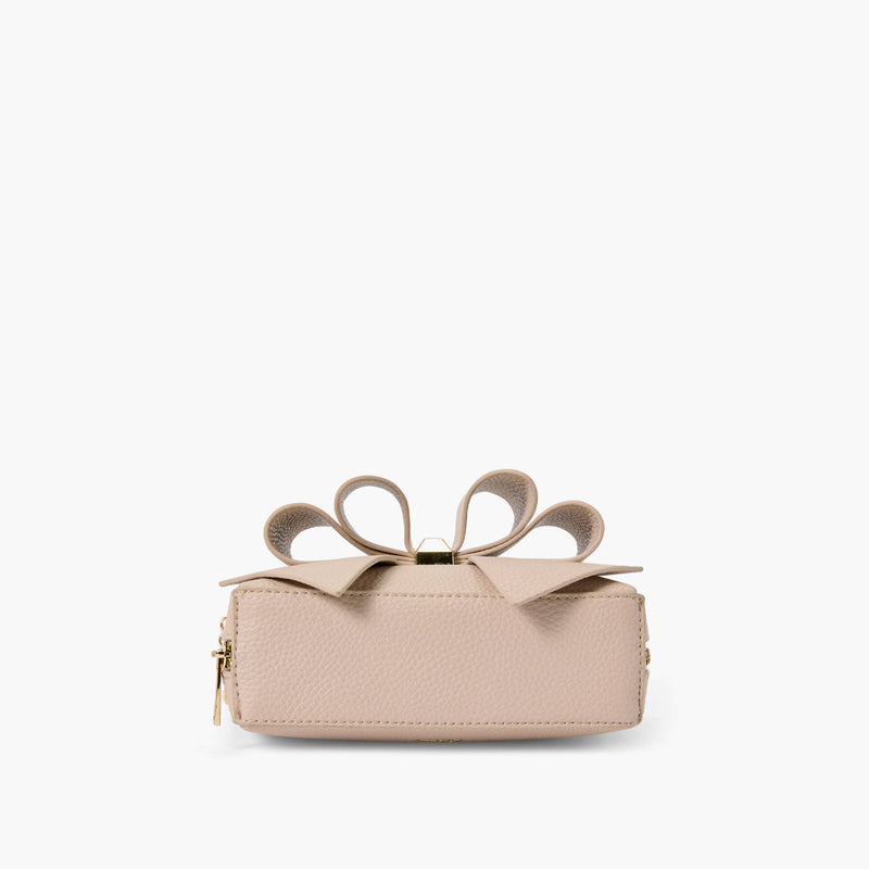 Boxy Bow Crossbody: Beige