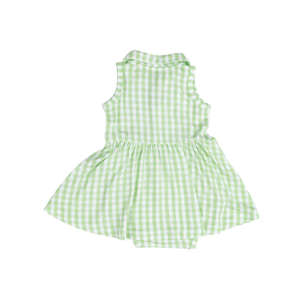 Tennis Tank Bodysuit Dress - Mini Gingham Green