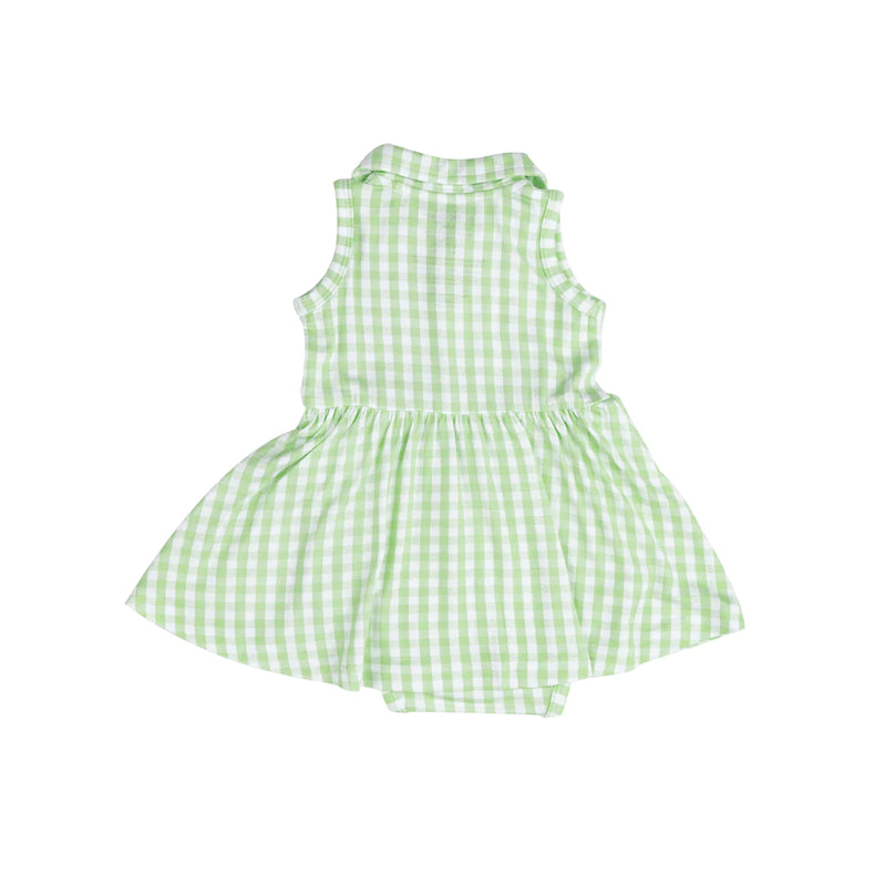 Tennis Tank Bodysuit Dress - Mini Gingham Green