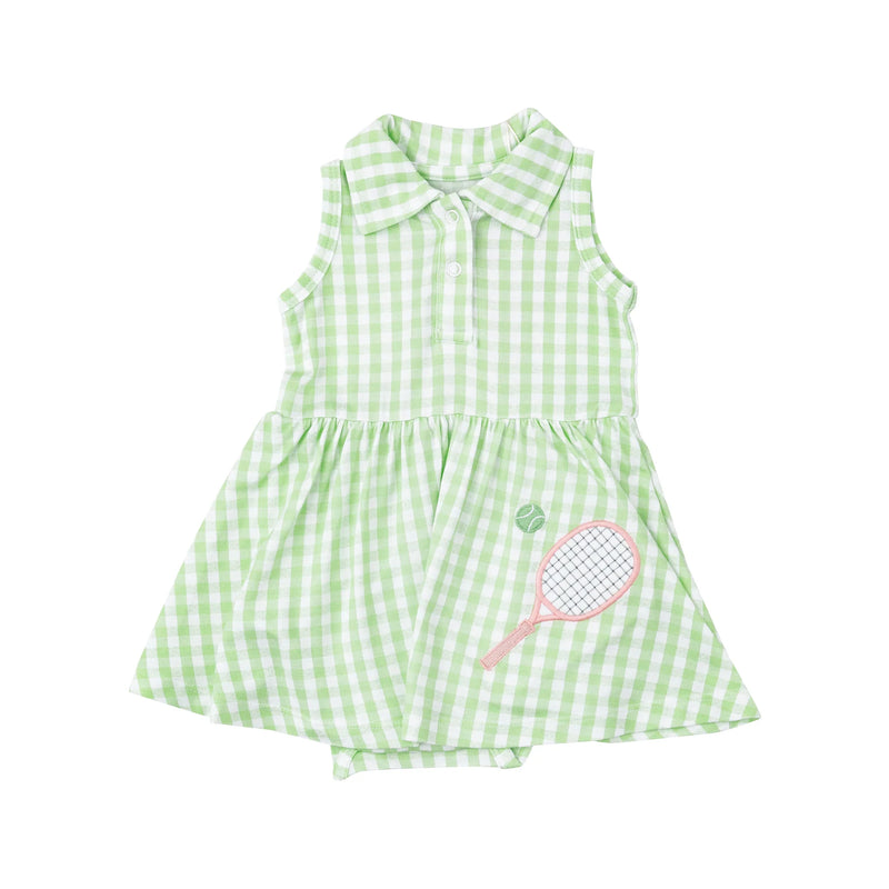 Tennis Tank Bodysuit Dress - Mini Gingham Green