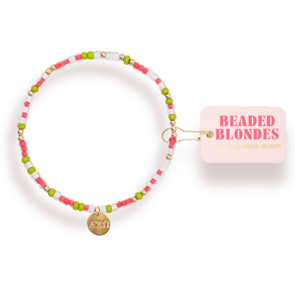 Alpha Chi Omega Sprinkle Charm Bracelet: Petite 6.25 inch