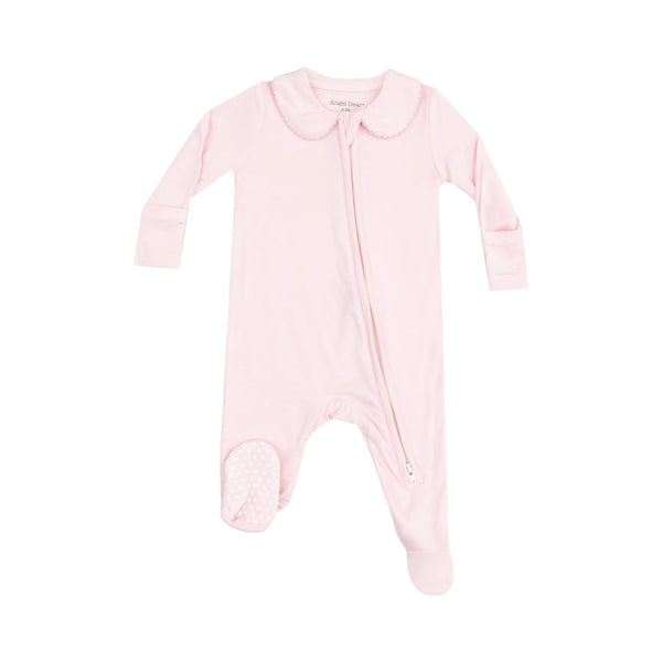 Solid Classic Pink Peter Pan 2 Way Zipper Footie