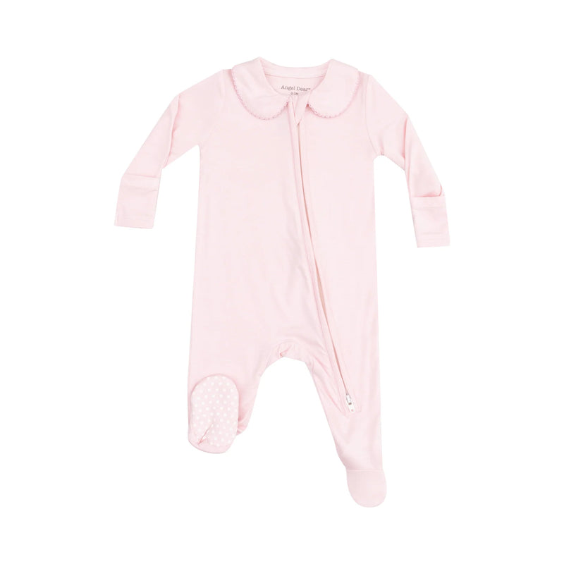 Solid Classic Pink Peter Pan 2 Way Zipper Footie