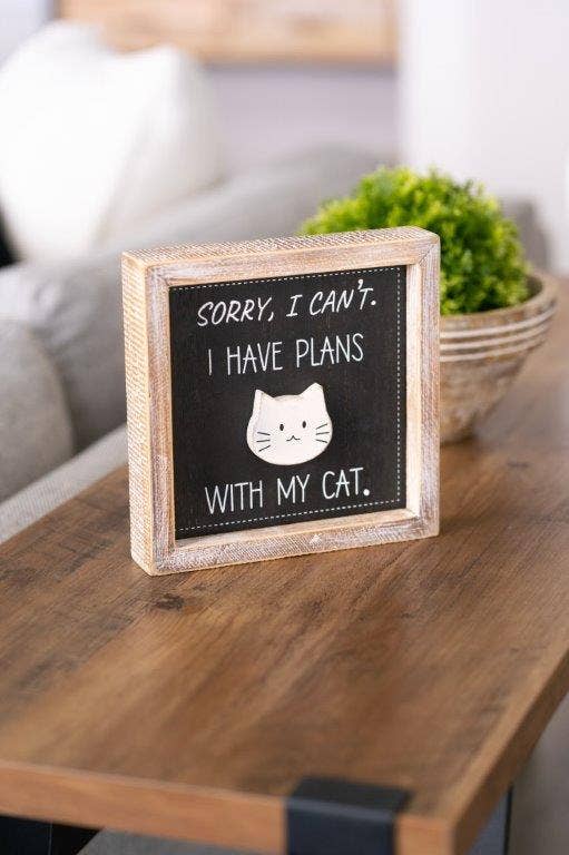 7x7x1.5 Reversible Wood Framed Sign (SORRY) PETS