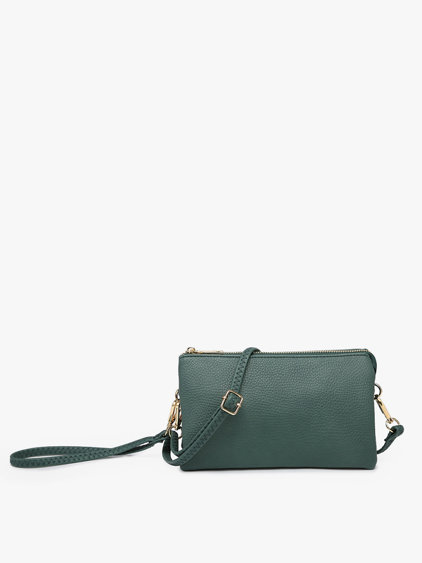Riley Monogrammable 3 Compartment Crossbody/Wristlet: Forest Green