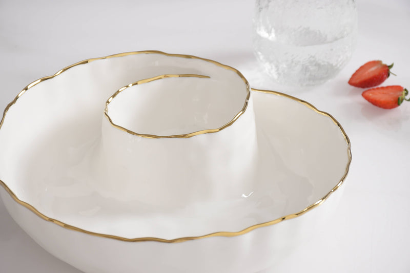 Portofino Chip & Dip - White & Gold