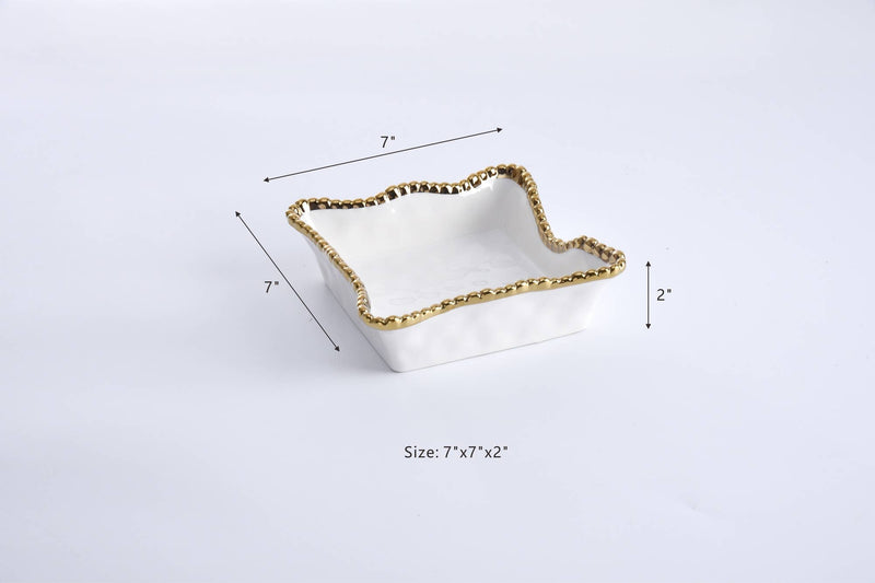 Cocktail Napkin Holder - White & Gold