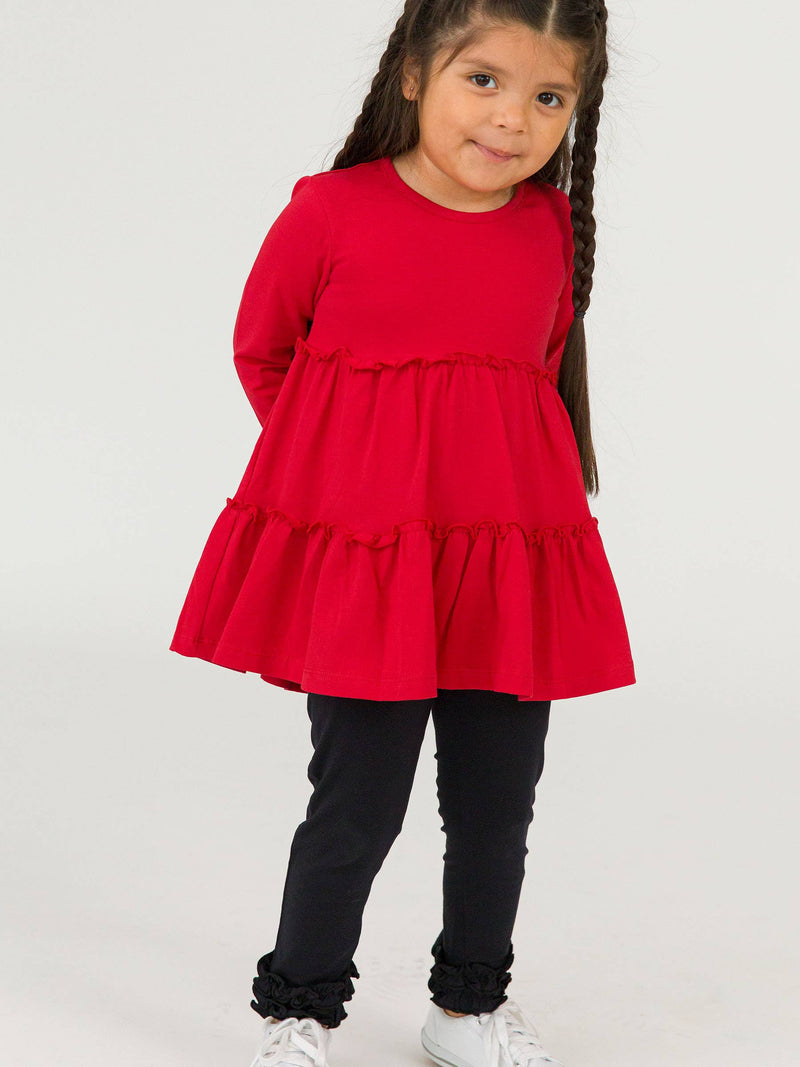 Toddler Girls Black Classic Ruffle Leggings with Signature Rear Ruffles: Black