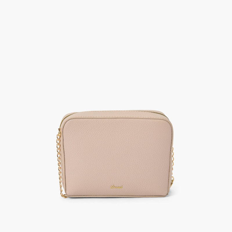 Boxy Bow Crossbody: Beige