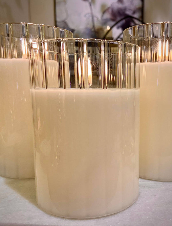 3.5x5" Faceted Simply Ivory Radiance Poured Candle