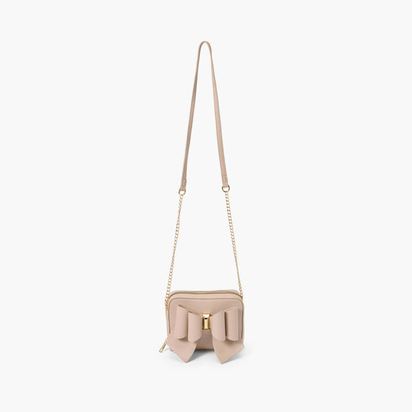 Boxy Bow Crossbody: Beige