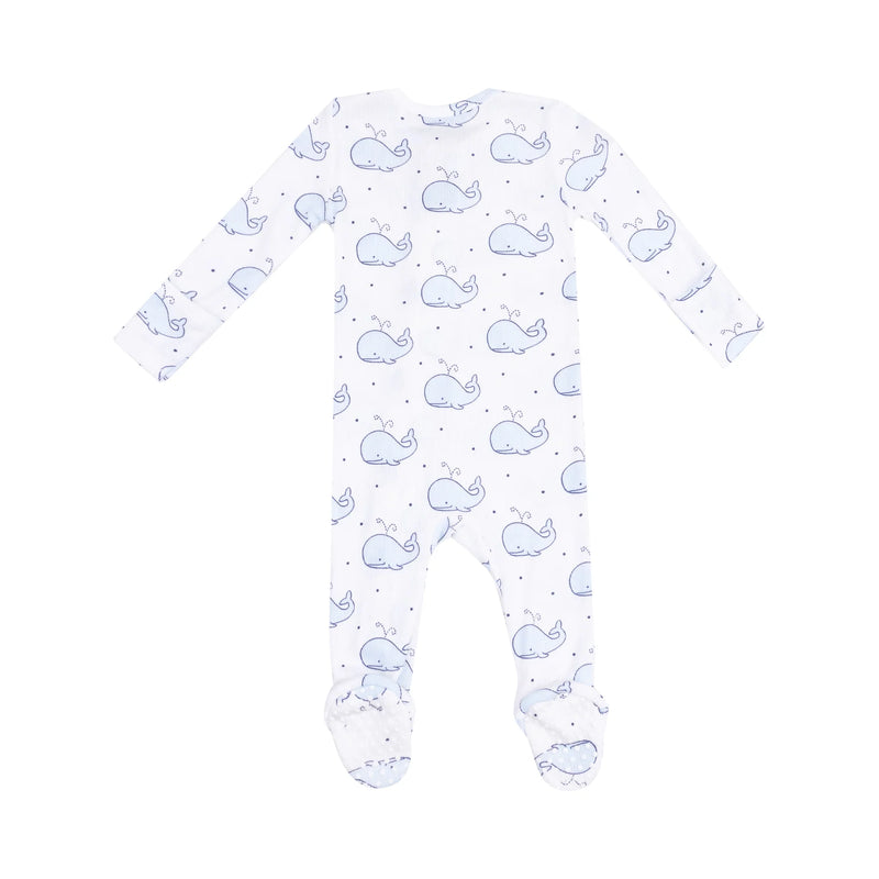 Bubbly Whale Blue 2-Way Zipper Footie