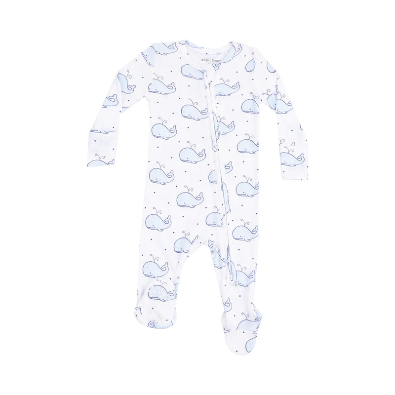 Bubbly Whale Blue 2-Way Zipper Footie