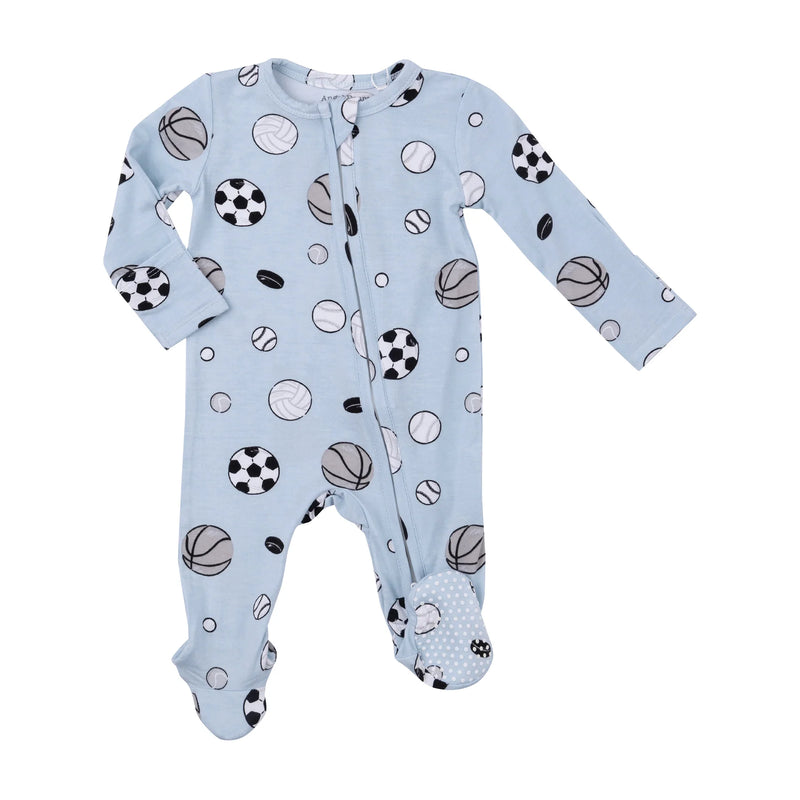 Sports Ball Blue 2-Way Zipper Footie