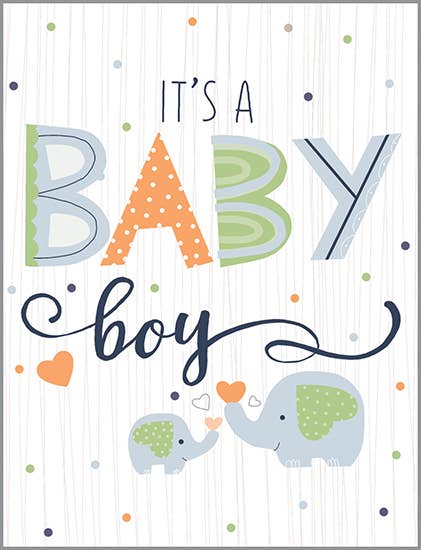 Baby Greeting Card - Boy Elephant