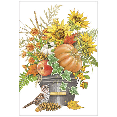 Fall Flower Bucket Bagged Towel
