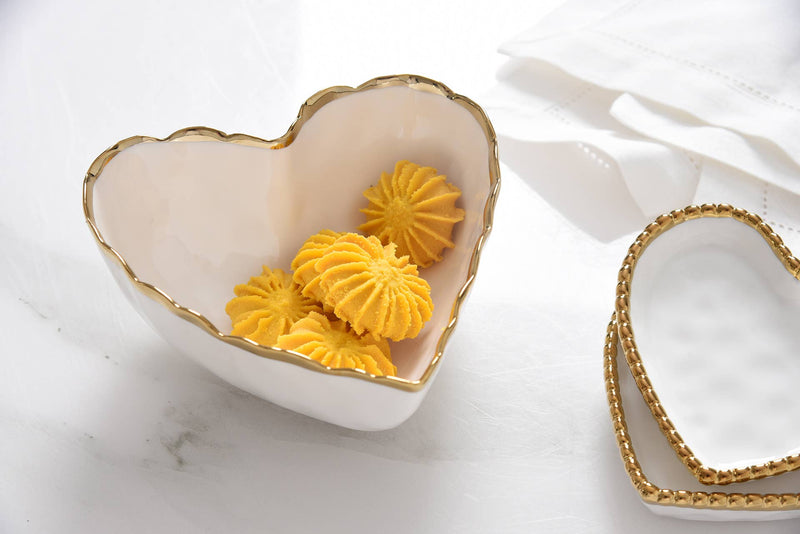 Portofino Heart Bowl - White & Gold