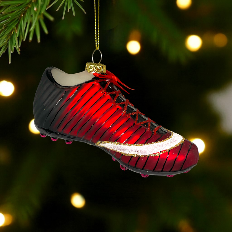 Soccer Cleat Christmas Ornament – Glass Holiday Decoration