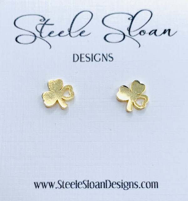3-Leaf Shamrock Stud Earrings
