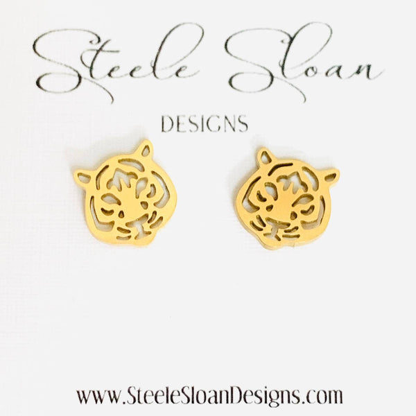 Tiger Gold Stud Earrings