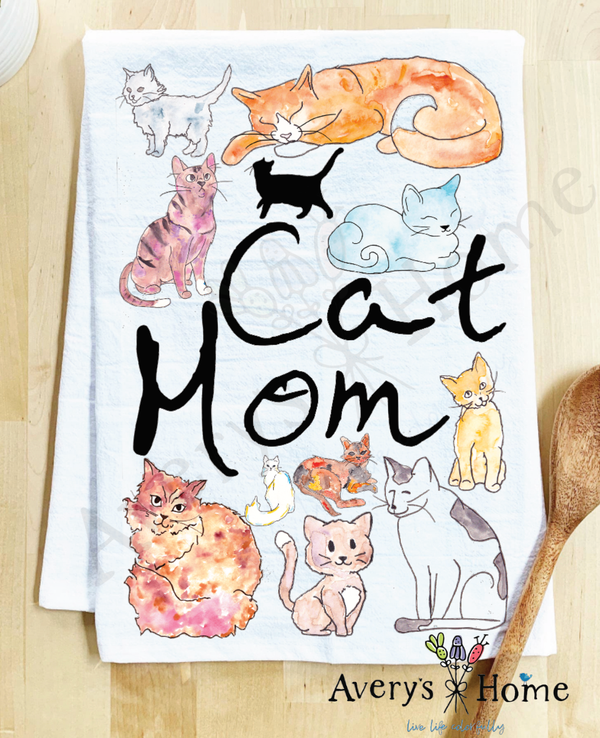 Cat Mom Sweet Kitchen Dish Towel