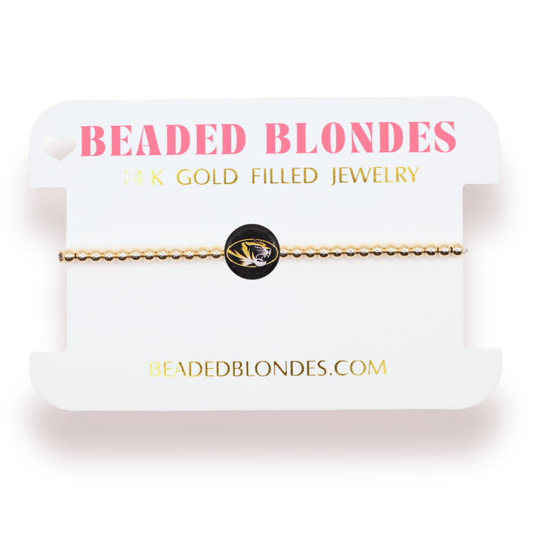 Mizzou/Tigers Logo Bracelet: Gold / Petite 6.25 inch