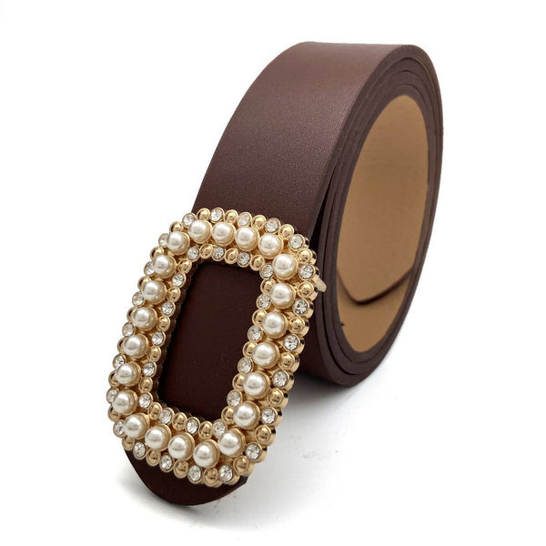 Coffee Crystal & Pearl Belt
