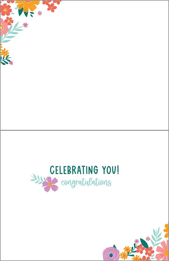 Graduation Greeting Card - Floral Cap