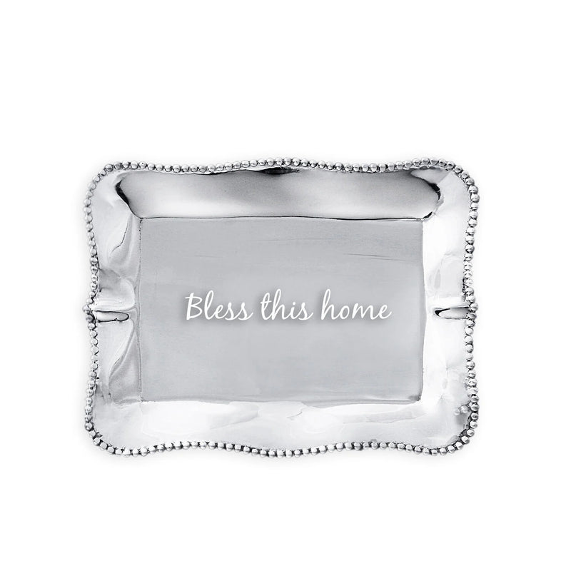 Pearl Denisse Rectangular Engraved Bless This Home Tray