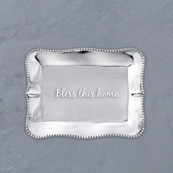 Pearl Denisse Rectangular Engraved Bless This Home Tray