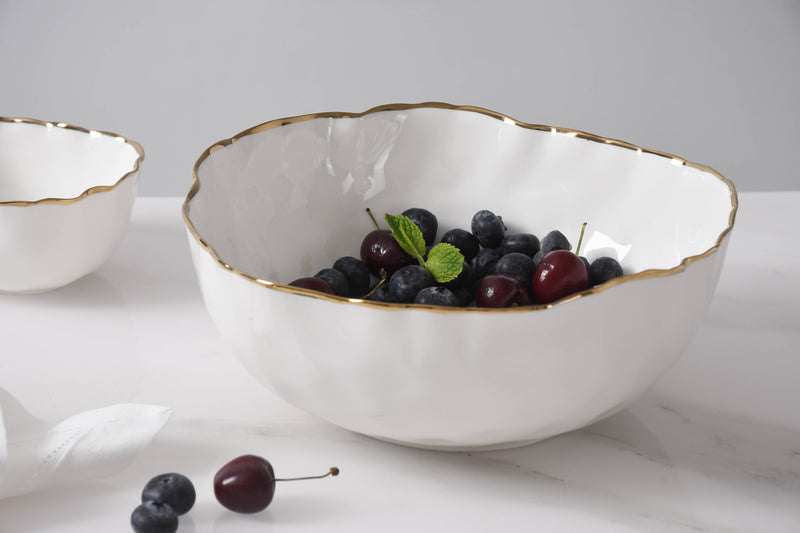 Portofino Medium Bowl - White & Gold