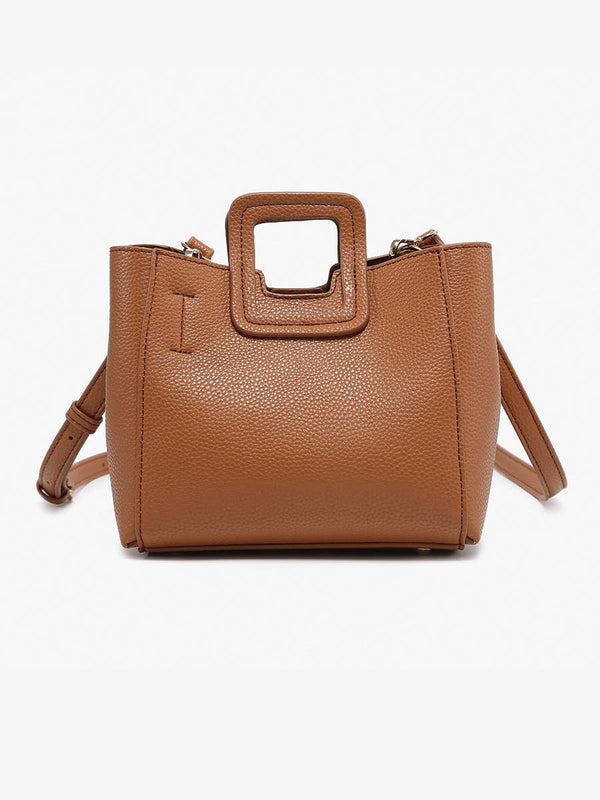 Janie Mini Satchel/Crossbody w/ Square Handle: Camel