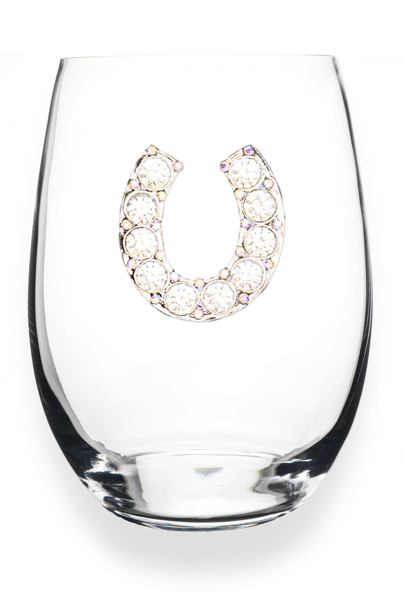 Horseshoe Jeweled Stemless Wine Glass