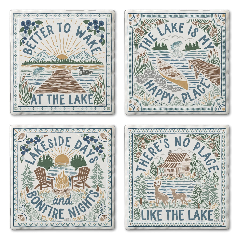 Lakeside 4 Pack Absorbent Stone Coaster Set