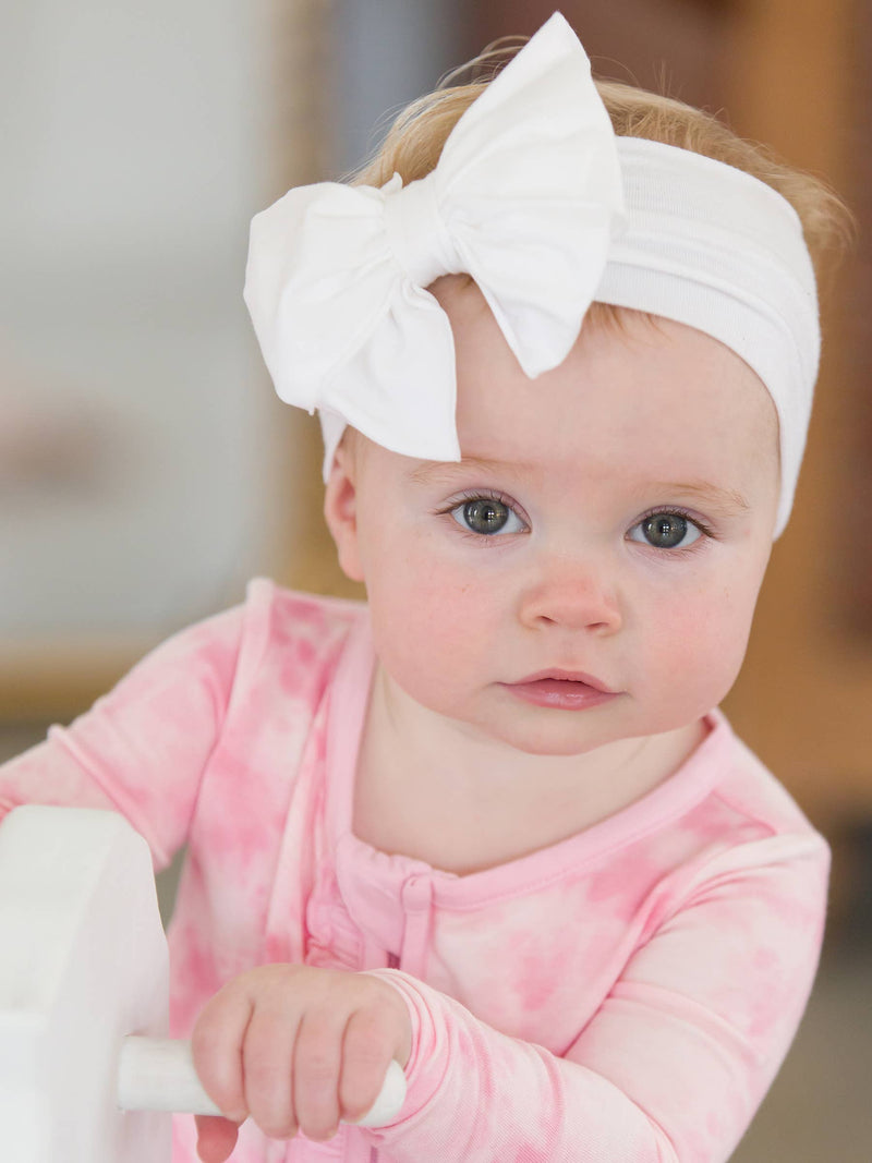 Girls White Big Bow Headband: White / One Size