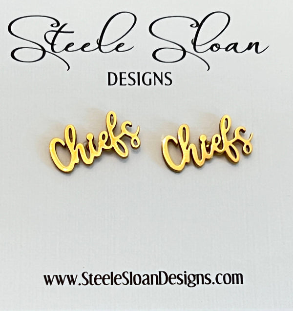 Chiefs Gold Stud Earrings