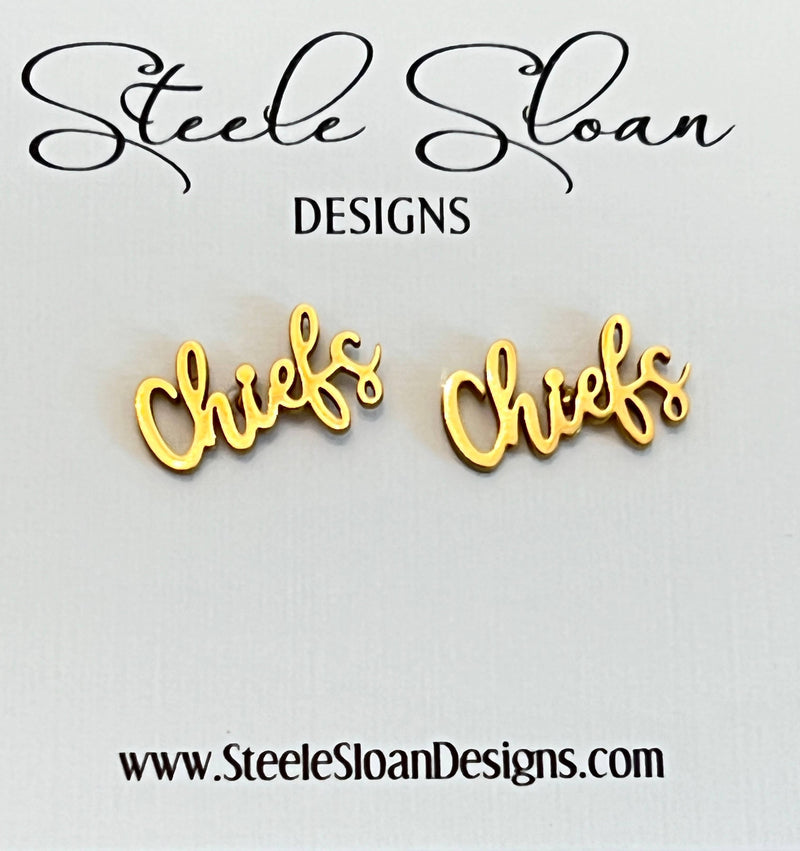 Chiefs Gold Stud Earrings