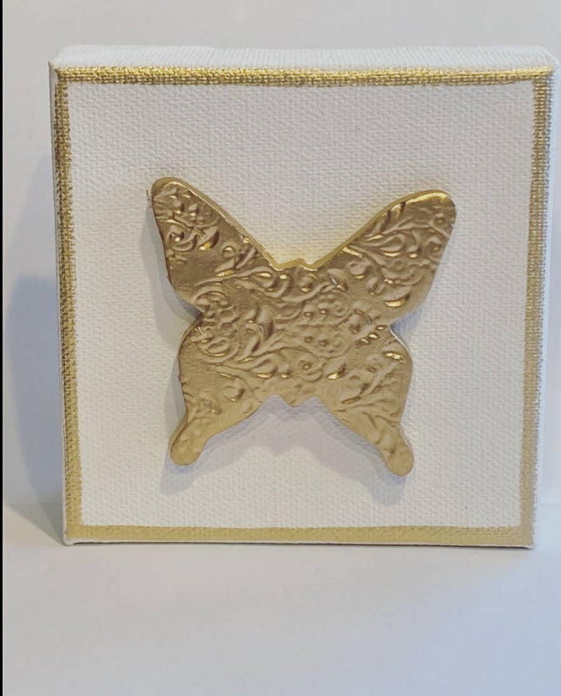 Hand Gilded Butterfly Canvas Art