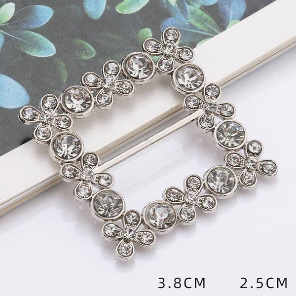 Square Crystal Silver Scarf Ring